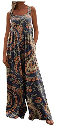 FUPODD Jumpsuit Damen Sommer Elegant Jumpsuits Für Damen Overall Sommer Latzhosen Leinen Onesie Eleganter Einteiler Musselin Romper Sport Playsuit Arbeitsoverall Große Größen Arbeitsoveralls Luftig