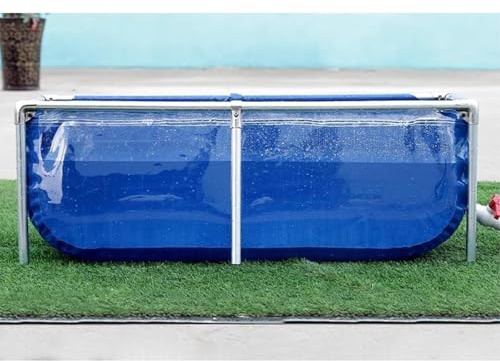 Estanque de peces de lona de PVC con marco, piscina de acuario al aire libre, tanque de agua plegable para jardín koi y tortugas, ventana transparente, 100 x 60 x 35 cm