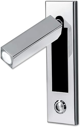 Spotlight a LED, testiera a Parete incassata Passa Lampada Lettura Ingegneria Hotel - LAMPAGGIO LED Camera LAMPIONE 360 ° Sconce PILEDABILE ROTALLE con Interruttore a Spinta (Chrome)