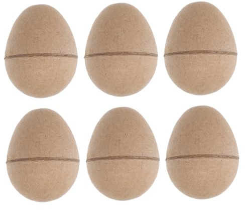 DECORNIJIA 6 Stück Teiliges Braune Papier Ostereier zum Befüllen und Bemalen Leere DIY Eier aus Papier Kleine Unbemalte Pappmaché Eier für Osterdeko Kreative Bastelideen für Osterfeiern