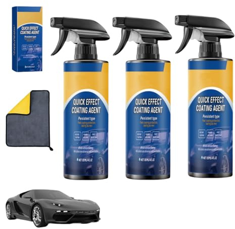 3-in-1 Quick Car Coating Spray,Water Repellent Polish & Protectant for Vehicle Paint,Glass,Wheels - Fast-Acting Hydrophobic Sealant Spray (1PCS)