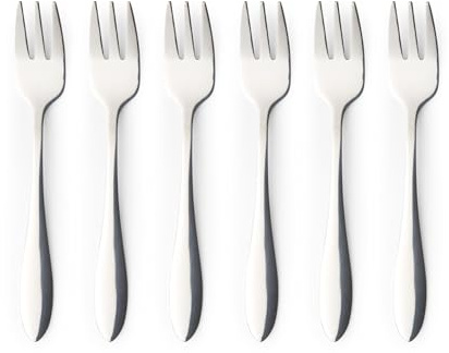 Salter Harrogate Dessert Fork Set of 12 – 18/0 Stainless Steel Cake Forks, 19cm Height, Pastry Cutlery Set, Mirror Polish Finish Flatware, Tableware for Home, Restaurant, Kitchen, Dishwasher Safe | Mirror-Polished Finish, Dishwasher Safe, 3-Prong Minimalist Design, Gently Curved Handles, 15-Year Guarantee