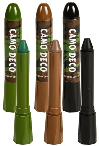 3 Color Camo Face Paint Stick - Army Green, Black, Brown - Waterproof Camouflage Makeup for Hunting & Outdoor Sports | Unisex