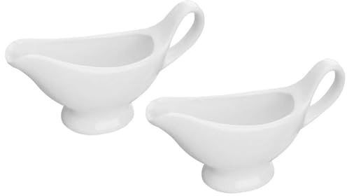 Pichets à Sauce 2 Pièces en Céramique Blanche Poignée | Sauce et Épices, Format 6, 1x3, 6 Pouces, Pratique pour Pique-Niques et Fête