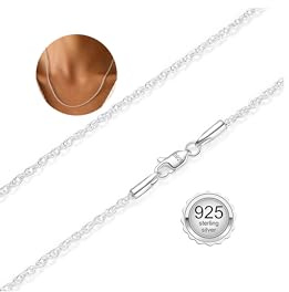 BAROROBA 1.5mm 925 Solide Sterling Silber Kordelkette Halskette für Damen, Robuste Dainty Farbecht Silberkette Damen Ohne Anhänger Schmuck Geschenke 18 Zoll (45 cm)