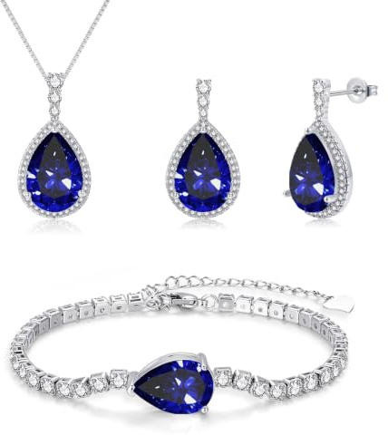 Lynizo Schmuck Set Damen, 925 Sterling Silber Ohrhänger Halskette Armband | Hochzeit Schmuckset für Damen mit AAAAA Zirkonia, Tropfen Hypoallergen Brautschmuck für Mädchen Frauen, Klassisch Modeschmuck