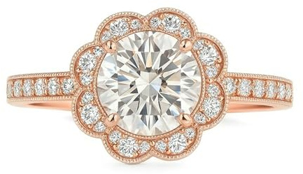 Whoiy Trauring 375 Rotgold, Eheringe 9k Echtgold Hochzeitsringe mit Moissanite 1.2ct Halo Damenring Größe 60 (19.1)