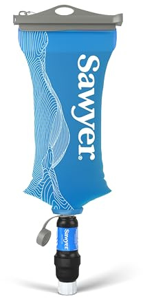 Sawyer Squeeze Water Filtration System, Cnoc Premium 2 Liter Bladder, Blue
