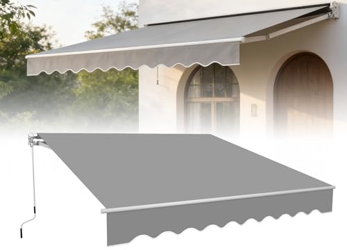 Froadp Gelenkarmmarkise Aluminium Markise Sonnenschutz Abdeckung Klemmarkise wasserdichte Anti-UV Sonnensegel Sichtschutz für Balkon Terrasse (400x300cm, Hellgrau)