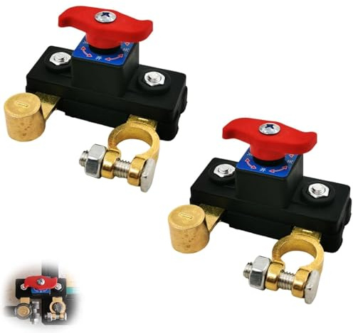 Batterie-Abschaltung 2 Stück 12 V und 24 V Trennschalter aus reinem | Kupfer Batterieschalter Trennschalter Wasserdicht Batterieschalter Intelligenter Autobatterie für Boote, Wohnmobile, Autos