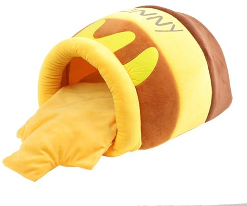 CoudarTitie Pet Cat Bed Sleeping Bed Warm Nest Semienclosed Small Dog House Cute Removable Cushion Puppy Kennel Honey Pot Shape Cozy Cave