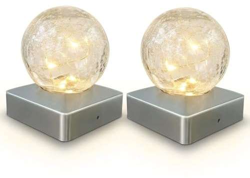 Way Betta 2 Pack Solar Crackle Ball Lights Outdoor Garden LED Globe Lights Warm White & Colour Changing Waterproof Deck Post Patio Decorative Lighting (Warm Light)