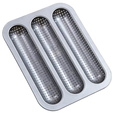 Teglia Per Pane Francese, Con Scanalature Stabili, 25,5x32 Cm, Teglia Per Baguette Forata Antiaderente, Vassoio Per Baguette In Acciaio Al Carbonio, Supporto Per Impasto Coerente, Per Stile Cot