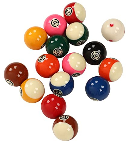 Hamwesh Poolbollsset, 16 Delar 5,72 Cm Polyresin Biljardset, Köboll med Kalibrerad Polerad Repa och Slagtålig Ergonomisk Design för Black Eighth Biljardbord
