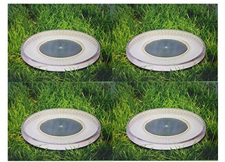 Dapo 4 x Solar-Bodenleuchte LED-Bodenstrahler schwarz rund LED-Gartenleuchte Solarwegeleuchte Solardekoleuchte