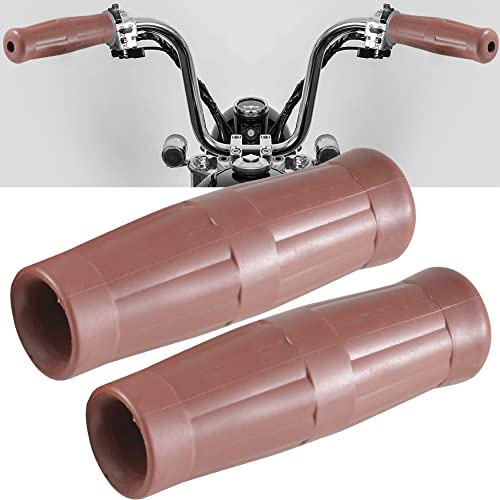 KATUR Motorrad Handgriffe 22mm 7/8 '' 24mm Gummi Lenker Gel Griff Retro Gummi Motorrad Vintage Cola Flasche Lenker Griffe Braun Universal für Harley Honda Yamaha Kawasaki Suzuki