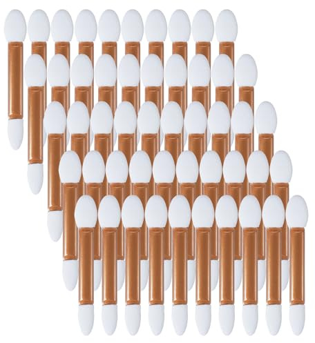 PhantomSky 50Pcs Disposable Eyeshadow Makeup Applicator Brush Set Cosmetic Dual Sided Double-end Latex Sponge Eye Shadow Brushes Set