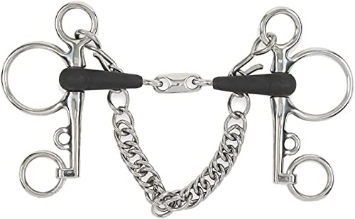 Shires Equikind Plus Pelham Peanut Link Bit 5 inch Silver Black