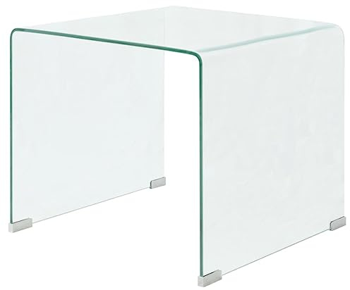 vidaXL Table Basse 49,5 x 50 x 45 cm Verre trempé Transparent