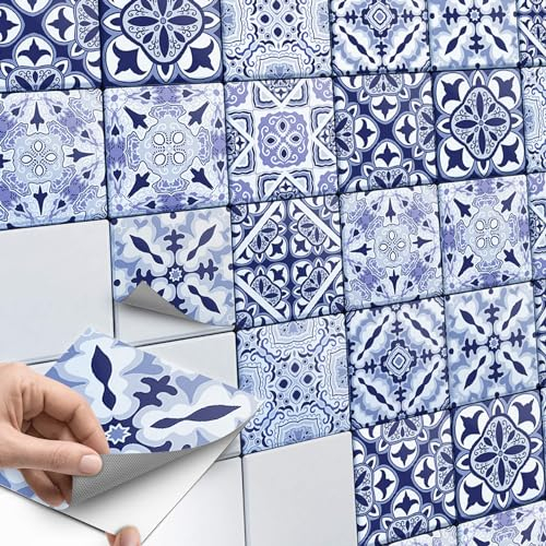 CREATISTO Fliesenaufkleber Fliesenfolie Mosaikfliesen - Klebefolie Aufkleber für Wand-Fliesen I Klebefliesen Deko Folie für Fliesen in Küche u. Bad/Badezimmer (10x10 cm I 27 -Teilig)