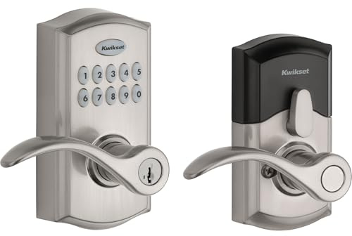 Kwikset SmartCode 955 Pembroke Light Commercial 10-Button Keypad Electronic Lever, Convenient Keyless Entry, 3-Year Battery Life and High Traffic Durability in Satin Nickel