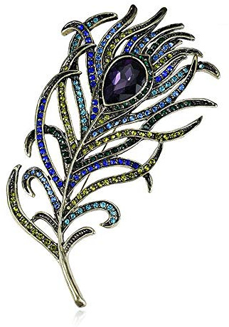 Vektenxi Premium Qualität Kristall Pfau Federn Brosche Boho Emaille Pins Kleidung Zubehör