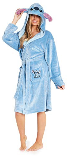 Disney-morgonrock för kvinnor, lila och söm badrockar, fleece badrock med huva, mjuk polyester, BLÅ, XL-XXL