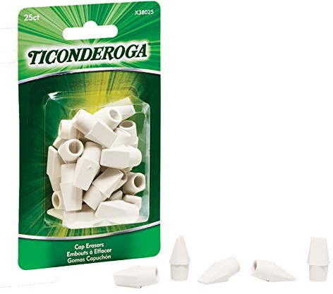Dixon Ticonderoga DIX38025 Wedge Cap Erasers for Grade K-12, White - 25 Count25