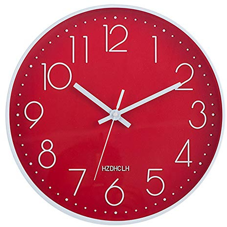 HZDHCLH Funk Wanduhr 30 cm Lautlose Wanduhr Ohne Tickgeräusche, Moderne Batteriebetriebene Uhr für Zuhause, Küche, Wohnzimmer, Büro, Wanddekoration (Rote) | Batteriebetriebene Uhr für Zuhause, Küche, Wohnzimmer, Büro, Wanddekoration (Rote)