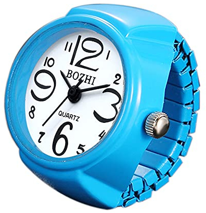 JewelryWe Reloj de dedo para hombre y mujer con elástico redondo de cuarzo, anillo de reloj redondo, color a elegir, D