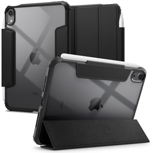 Spigen Funda Ultra Hybrid Pro para iPad Mini 7(A17 Pro)/iPad Mini 6 | Funda transparente con soporte para Pencil, tapa plegable y auto sleep/wake para 2024/2021 - Negro