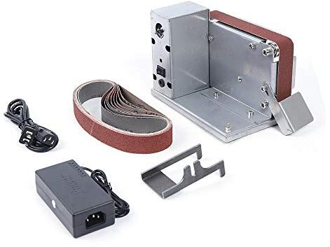 Mini lijadora de banda eléctrica para manualidades, lijadora de banda, lijadora de cuchillos, lijadora de discos con banda de lijado de 10 x 30 mm