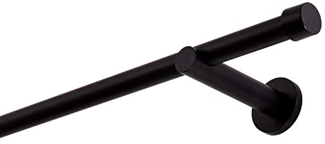 Gardinenstange schwarz 400 cm 1-läufig 19 mm aus Metall Wandbefestigung Endstück Kappe