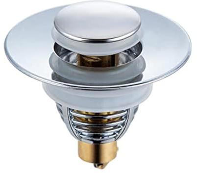 Hsthe Sea Tapón de desagüe universal para lavabo, tapón con válvula retráctil universal, fregadero, filtro de latón antiobstrucciones, tapón para lavabo, apto para agujeros de drenaje de 32-41 mm