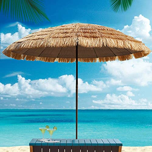JJ Home Parasol de Plage hawaïen Tropical, Parasol extérieur en Paille, Pare-Soleil imperméable pour Patio de Piscine de Jardin, Couleur Naturelle