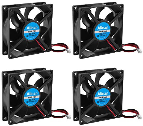 Alinan 4pcs 8025 24V Fan 80x80x25mm 2-pin Sleeve Bearing Brushless DC Cooling Fan 3D Printer Cooling Fan Computer Fan