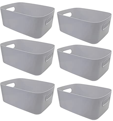 suntonmoto Aufbewahrungsbox, 6Stück Korb Aufbewahrung, Organizer Box, Aufbewahrungskorb Kunststoff, Multifunctional Ordnungsboxen, Korb Aufbewahrung, Kitchen Schrank ​Storage Körbchen( grau )