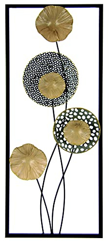 Flair Flower Lotusblad, väggbild, väggdekoration, blomma, 3D-konstskulpturer, enkel typ, dekoration, terrassdekoration, väggrelief, abstrakt present, designer, väggobjekt, guld, 61 x 25 x 4,5 cm