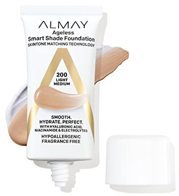 Almay Smart Shade Ageless Anti-Aging-Foundation für das Gesicht, intelligentes Make-up mit Hyaluronsäure