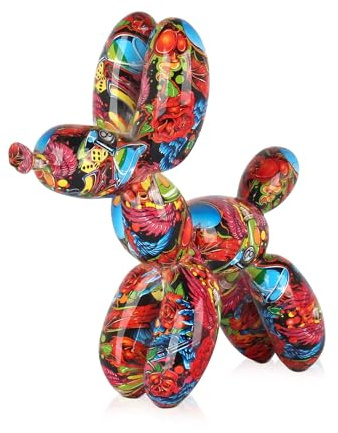 ADM - Cane palloncino piccolo scultura multicolore in resina