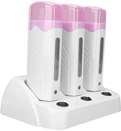 Juego de Máquina Depiladora de 3 Piezas, Calentador de Cera de Rollo Portátil con Base de Calentador, Kit de Máquina Depiladora de Cera de Depilación Eléctrica para Viajes en el Hogar