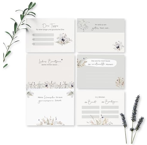 20 individuelle Gästebuch-Karten für die Hochzeit/Fragekarten zum Ausfüllen/süßes Hochzeitsgeschenk/Hochzeitsspiel/Boho Hochzeit Greenery / 10,5cm x 7,4 cm (DIN A7)