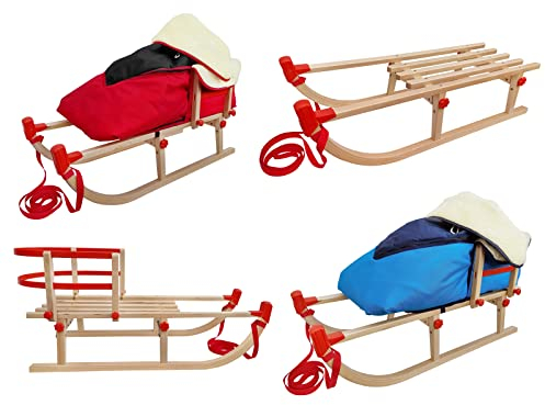 Davos Klappschlitten Kleiner Holzschlitten Zubehör wählbar V-22-090mit Lehne