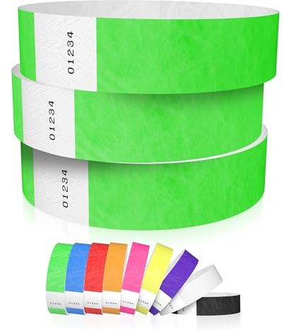 600 WristCo Neon Green Tyvek Wristbands for Events - Tamper-Proof Design
