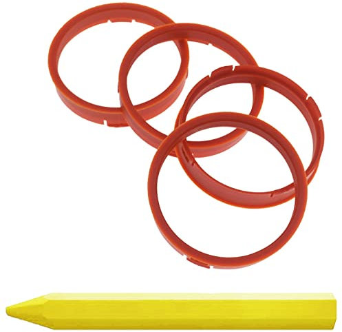 4X Zentrierringe 73,1 x 66,6 mm Orange Felgen Ringe + 1x Reifen Kreide Fett Stift