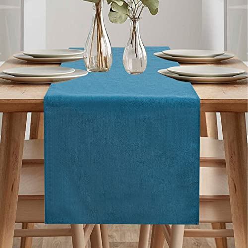 Wasserdichte Tischdecke Outdoor Weihnachten Modern Dunkelgrau Blaugrün 40x140cm für Balkon und Party