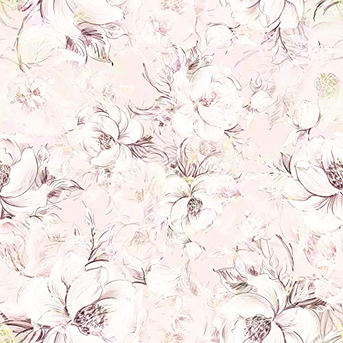 ReWallpaper 44.5cm×7m Papier Peint Adhesif Mural Rose Poudré Autocollant Rouleau Papier Peint Fleuri Pastel Vinyle Adhesif Motif Floral Papier Adhesif Pour Meuble Fleuri Papier Peint Panoramique Fille