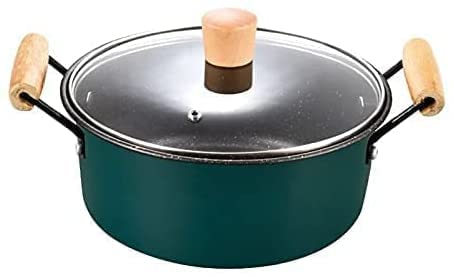 Ceramic Cooking Pot Stock Pot,Nonstick Soup Pot Pasta Cooking Pot with Lid,Cast Aluminum Casserole Dutch Oven with Double Wooden Handle