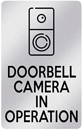 P006 DOORBELL CAMERA IN OPERATION Door Gate Plastic PVC Plaque Sign Card (Metallic Silver)
