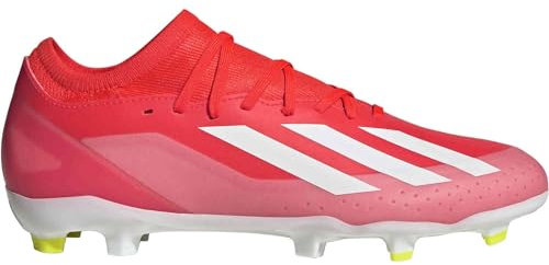 adidas Hombres X CRAZYFAST League Football Boots Firm Ground Basket, Rojo Solar Blanco Amarillo Solar Equipo, 45 EU